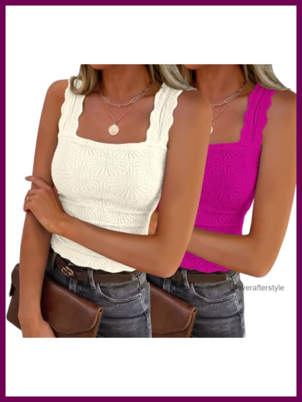 Womens Cute Fitted Crop Tank Top Square Neck Vest Floral Cami